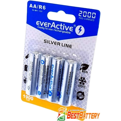 Аккумуляторы АА EverActive 2000 mAh 4 шт. в блистере - Silver Line, RTU. Цена за уп. 4 шт.