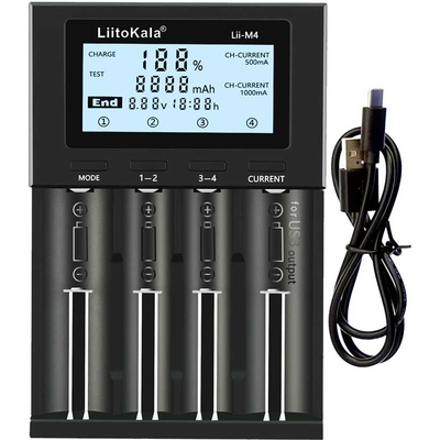 LiitoKala Lii-M4 - универсальное ЗУ, 4 канала, Li-Ion, Ni-Mh, Ni-Cd + Power Bank, USB Type-C. Оригинал.