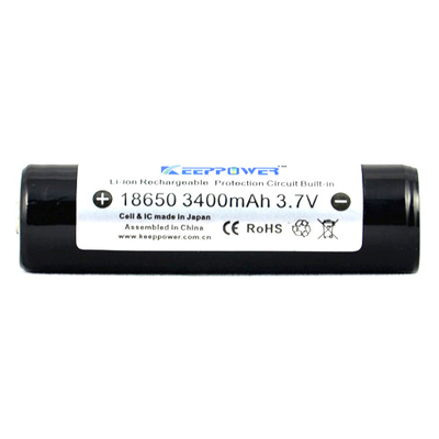 Аккумулятор 18650 Li-Ion KeepPower ёмкостью 3400 mAh с платой защиты (внутри элемент Panasonic).
