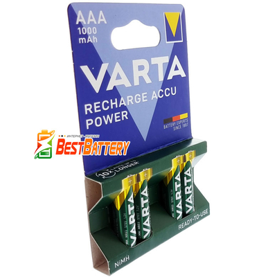 Varta Pro 1000 mAh Recharge Accu Power у блістері. ААА акумулятори Varta підвищеної ємності. RTU.