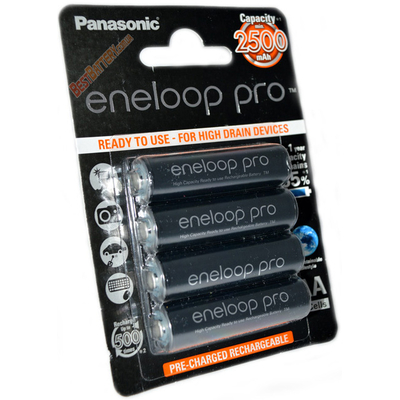 Panasonic Eneloop Pro 2600 mAh (min 2500 mAh) BK-3HCDE/4BE новое поколение аккумуляторов Eneloop Pro. Упаковка - блистер. Цена за уп. 4 шт.