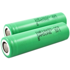 Аккумулятор 18650 Samsung INR18650 25R 2500 mAh 20A (100А) 3.7В, Li-ion без защиты (green). Высокотоковый. Оригинал.