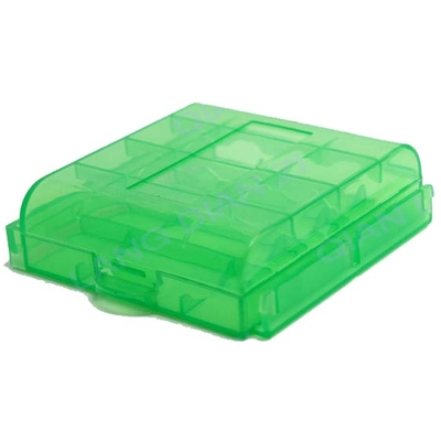 Зеленый пластиковый бокс  для пальчиковых АА и минипальчиковых ААА аккумуляторов.