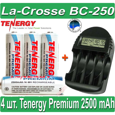Комплект: La-Crosse BC-250 + 4 Tenergy Premium 2500 mAh (AA).