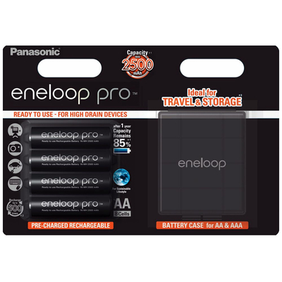 Panasonic Eneloop Pro 2600 mAh (min 2500 mAh) BK-3HCDE 4BE, упаковка - блистер + фирменный бокс. Цена за уп. 4 шт. + Бокс.