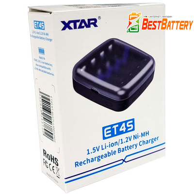 Зарядное устройство XTar ET4S для AA/AAA аккумуляторов 1.5В Li-Ion / 1.2В Ni-MH. USB.