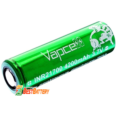 Аккумулятор 21700 Vapcell 4200 mAh, Li-Ion INR, 3.7В (4.2В). Высокотоковый 30А, без защиты (аналог Samsung 40T).