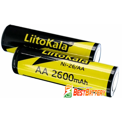 Аккумулятор АА Liitokala Ni-26 2600 mAh поштучно, Ni-Mh, 1.2V. LSD, RTU. Цена за 1 шт.