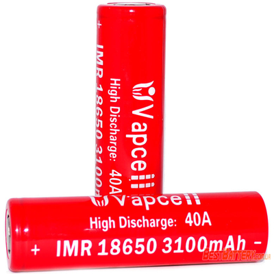 Аккумулятор 18650 VapCell 3100 mAh Li-Ion IMR 3,7В, 20A (40A). Высокотоковый, без защиты.