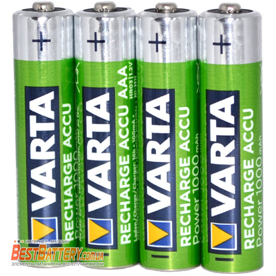 Varta Pro 1000 mAh Recharge Accu Power в боксе, ААА, RTU. Цена за уп. 4 шт.