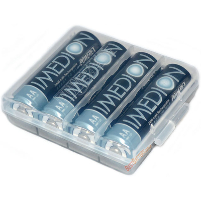 Пальчиковые LSD аккумуляторы Powerex Imedion 2400 mAh в пластиковом боксе. Цена за уп. 4 шт.