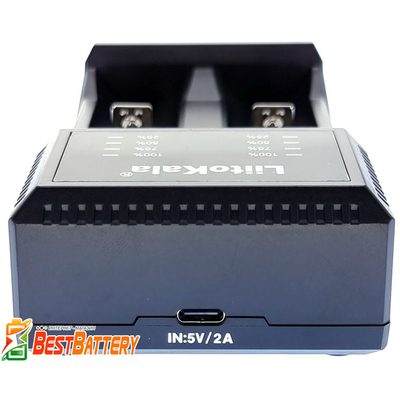Зарядное устройство LiitoKala Lii-C2 для Li-Ion, Ni-Mh/Ni-Cd АКБ. Универсальное, USB-C, LED, 2 канала, Ток 2А.