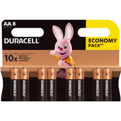 Пальчиковые щелочные батарейки Duracell Duralock Basic АА, 1.5В. MN1500. Цена за уп. 8 шт.