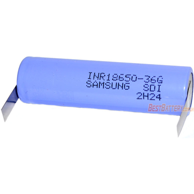 Аккумулятор 18650 Samsung 36G 3600 mAh 3.7V Li-Ion с лепестками для пайки (Solder Tags).