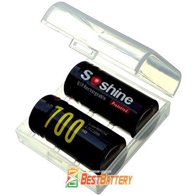 Аккумулятор 16340 Soshine USB 700 mAh Li-Ion 3,7В, 2,1А (RCR123A). Встроенное зарядное устройство с USB.