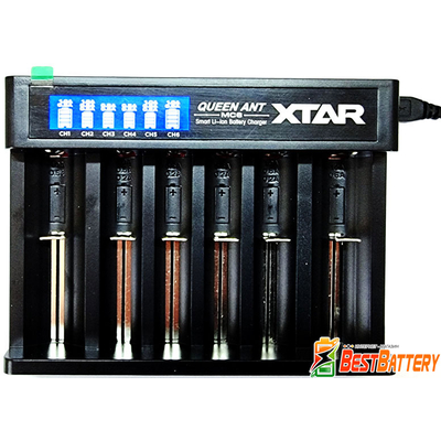 X-Tar Queen ANT MC6 - универсальное зарядное на 6 аккумуляторов Li-Ion (IMR, INR, ICR). Оригинал.