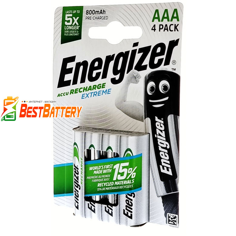 Аккумуляторы ААА Energizer 800 mAh Recharge Extreme в блистере, Ni-Mh, LSD, RTU. Япония!