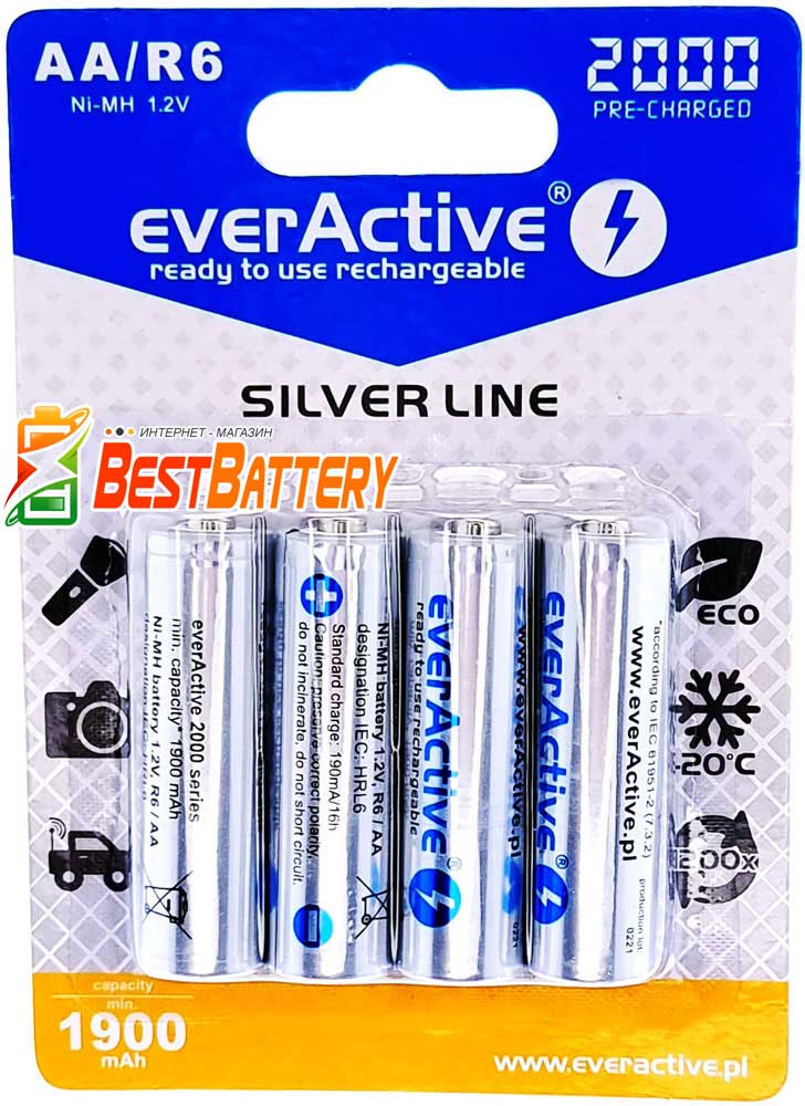 EverActive 2000 mAh AA - низкосаморазрядные (LSD) пальчиковые аккумуляторы высокой ёмкости.