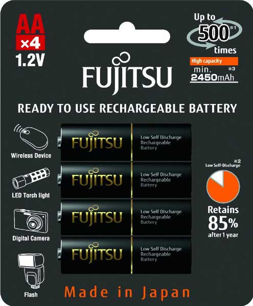 Аккумуляторы Fujitsu 2550 mAh HR-3UTHCEX в оригинальном блистере.
