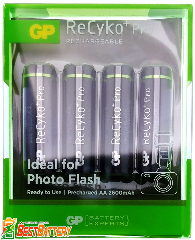 Пальчиковые аккумуляторы GP ReCyko+ Pro Photo Flash 2600 mAh AA.