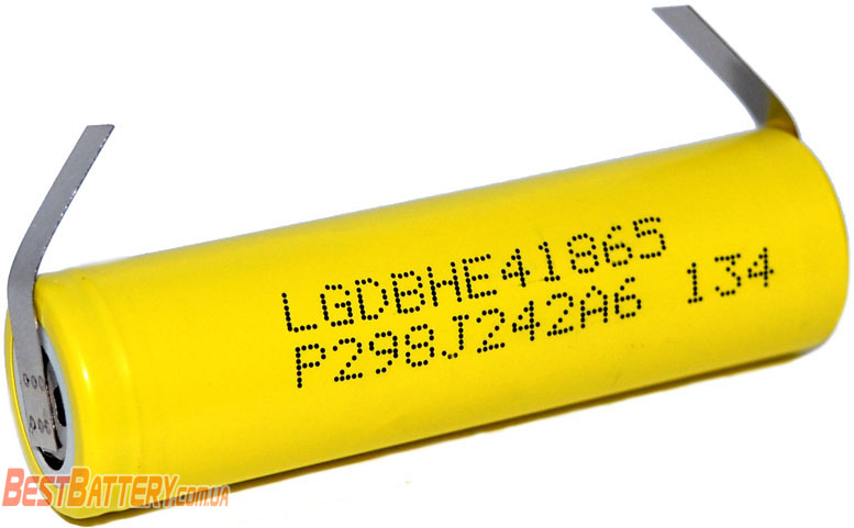 LG HE4 2500 mAh - высокотоковый аккумулятор 18650 с лепестками для пайки.