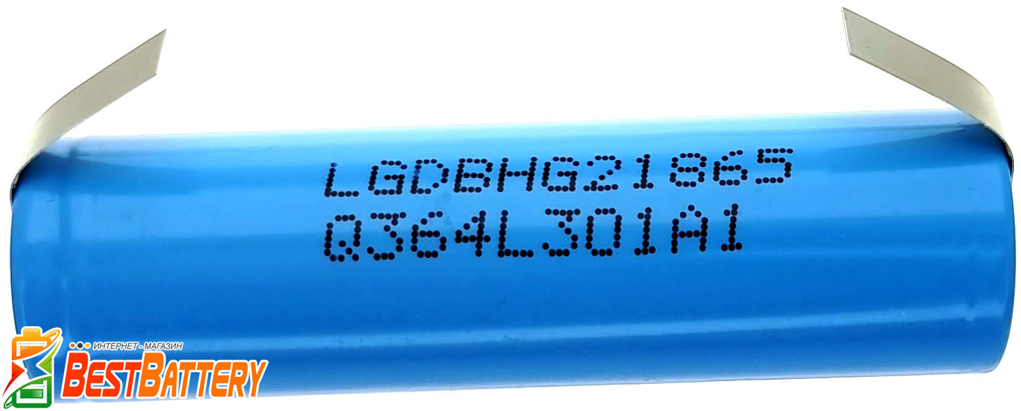 Аккмулятор 18650 LG HG2L 3000 mAh 20A (30A) Solder Tags под пайку.