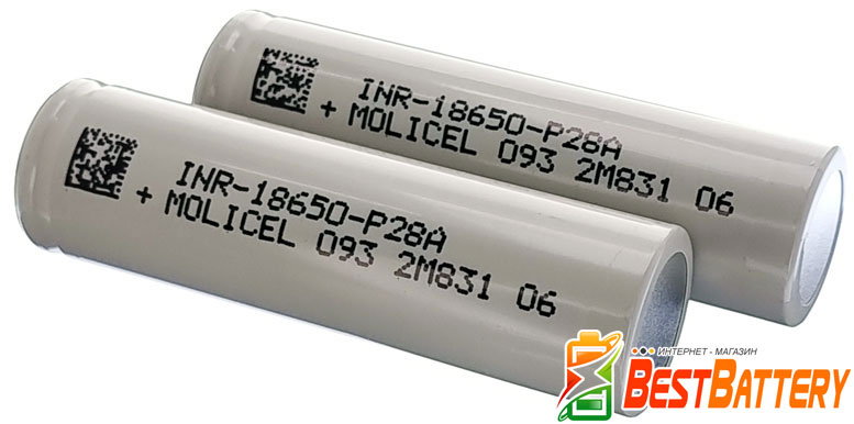 INR аккумуляторы Molicel 18650 P28A 2800 mAh.