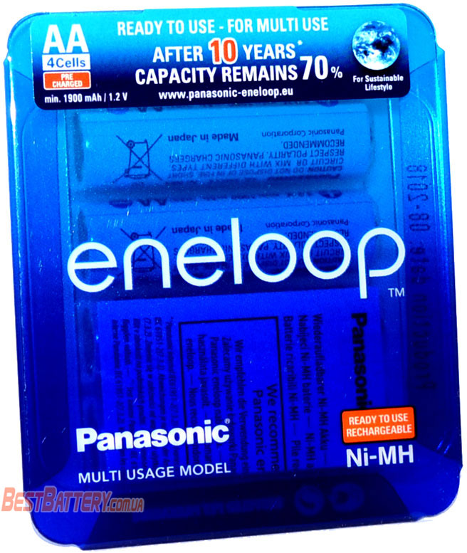 Panasonic Eneloop 2000 mAh (min 1900 mAh) BK-3MCCE/4LE.