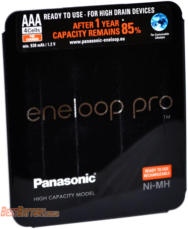 Аккумуляторы ААА Panasonic Eneloop Pro 980 mAh BK-4HCDE 4LE.