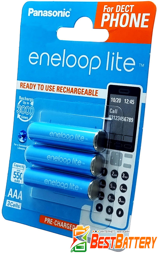 Panasonic Eneloop Lite 600 mAh (min 550 mAh) BK-4LCCE 3DE в блистере. 3000 Циклов!