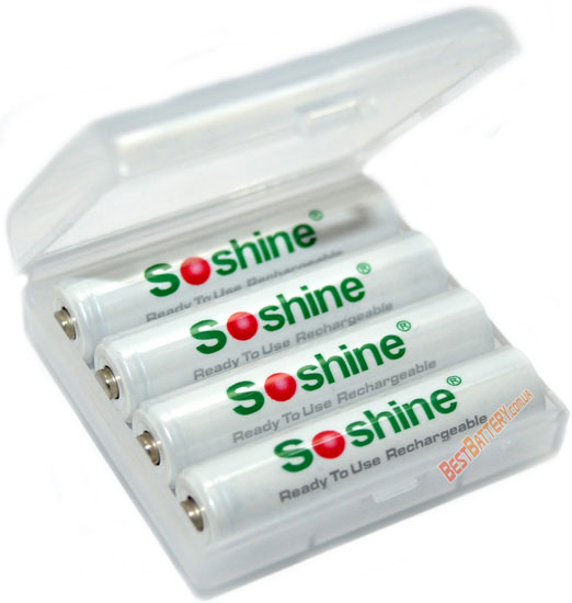 Минипальчиковые аккумуляторы Soshine RTU 1000 mAh AAA, низкосаморазрядные.