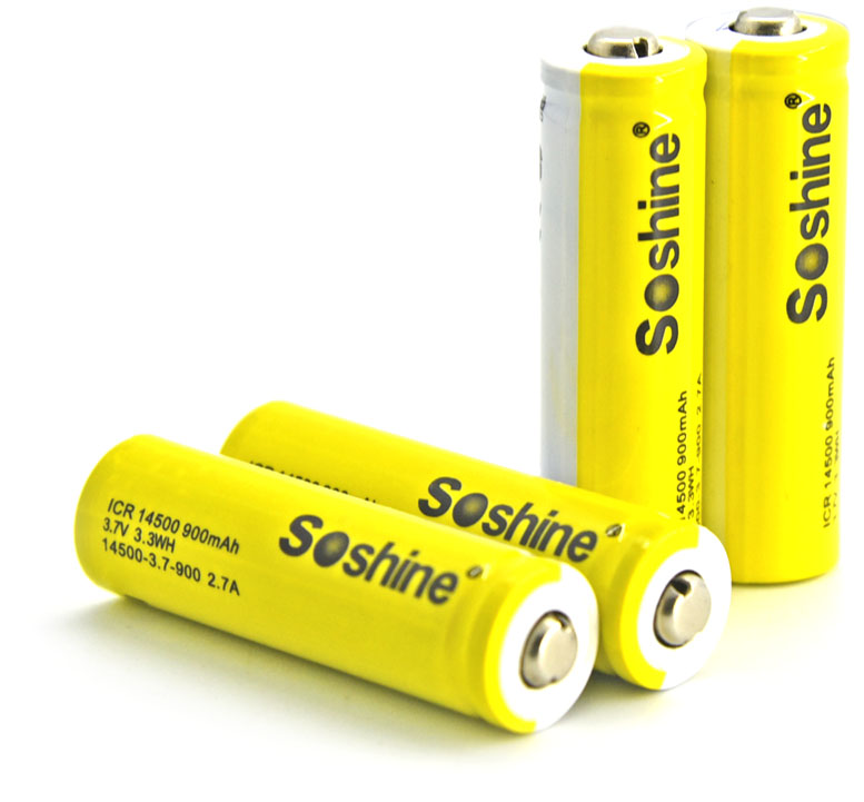 Soshine 14500 (AA) 900 mAh 3.7V - Li-Ion аккумулятор формата 14500 без защиты.