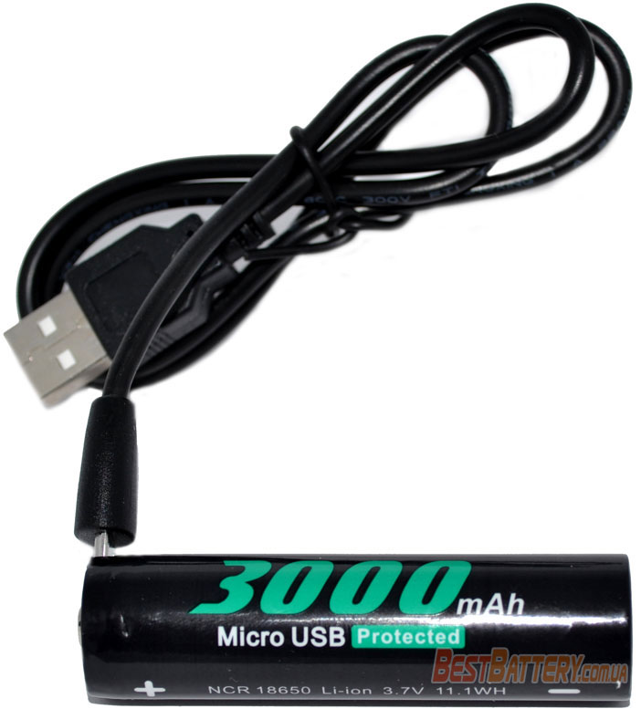 Аккумулятор 18650 с USB зарядным устройством Soshine 3000 3.7V Li-Ion USB.