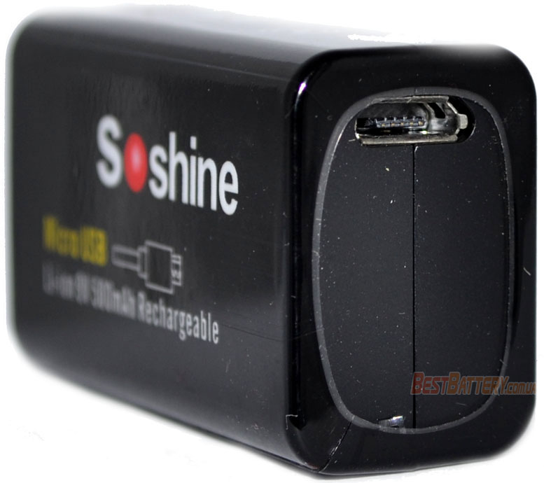 Аккумулятор Soshine Крона USB встроенное зарядное устройство с micro USB выходом.
