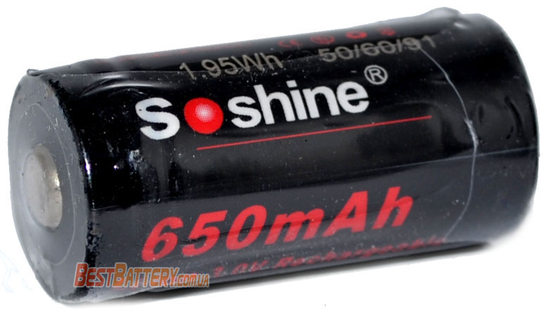 Soshine 16340 650 mAh 3,0V Li-ion аккумуляторы RCR 123A.