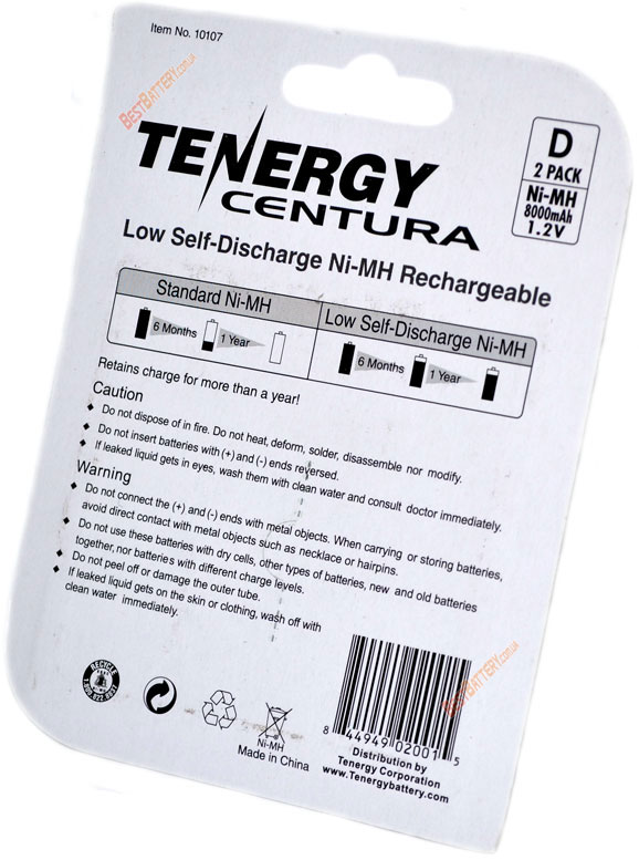 Преимущества Tenergy Centura LSD D (R20) 8000 mAh.