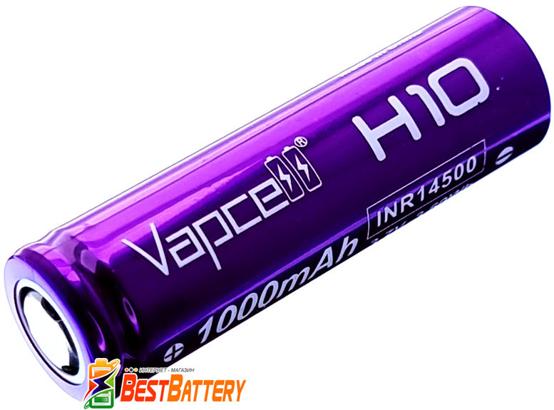 Аккумулятор 14500 (AA) Vapcell H10 1000 mAh Li-Ion INR 3.7В, без защиты. Высокотоковый - 10А.