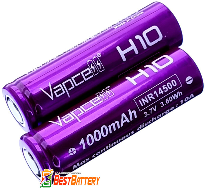 Vapcell 14500 AA H10 1000 mAh 3,7V Li-Ion - высокотоковые литиевые INR аккумуляторы (размер АА).