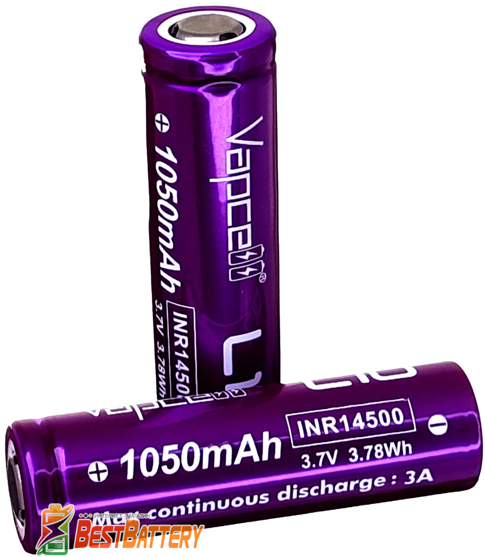 Литий-ионные аккумуляторы 14500 Vapcell L10 1050 mAh 3A 3,7В.