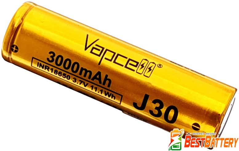 Аккумуляторы Vapcell INR 18650 J30 3000 mAh 15A (25А) Gold.