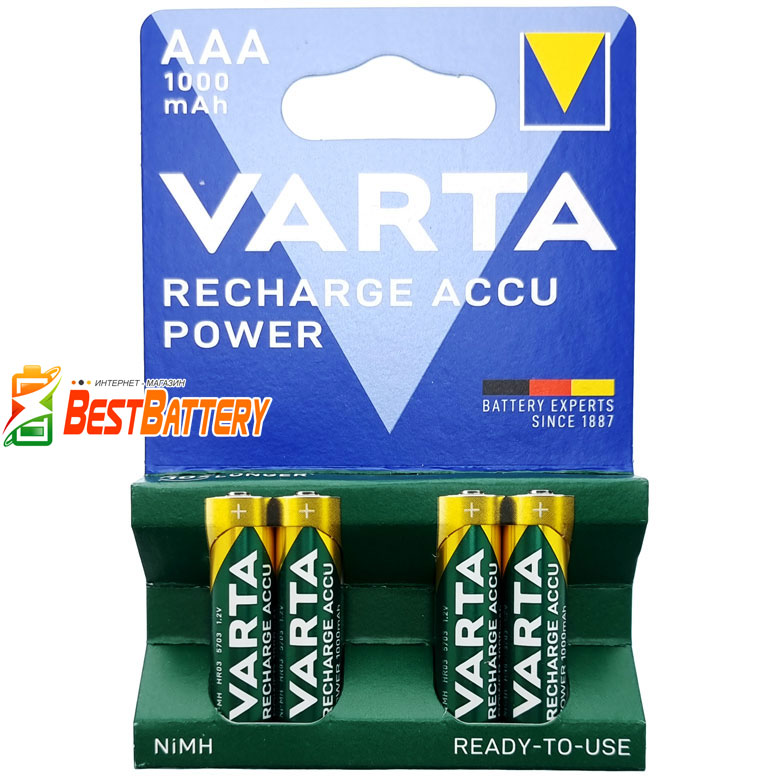 Минипальчиковые аккумуляторы Varta Pro Power 1000 mAh AAA блистер.