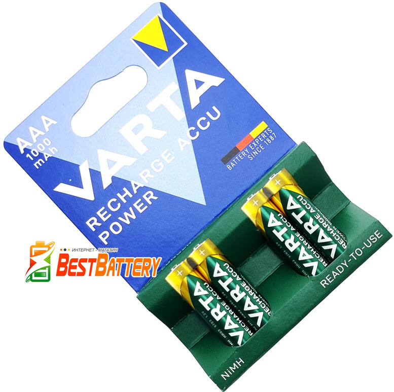 Varta Pro Power 1000 mAh АAA Recharge Accu в блистере - серия минипальчиковых аккумуляторов (ААА, R03, Micro, Ministilo).