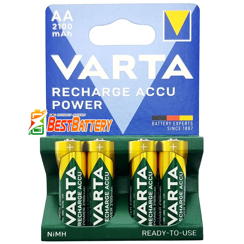VARTA Power 2100 mAh Recharge Accu в блистере (AA) пальчиковые аккумуляторы.