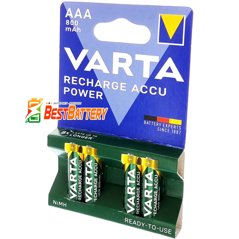 Аккумуляторы Varta Power AAА 800 mAh в блистере.