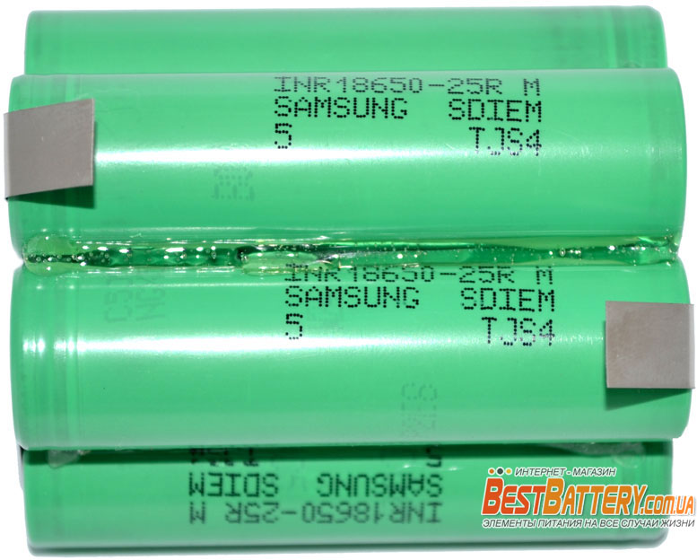 Аккумуляторная сборка на 18,5 вольт 5S1P из 18650 Samsung 25R.