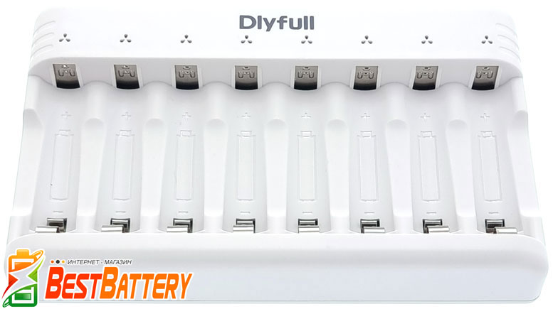 Зарядное устройство Dly Full U8 на 8 каналов - многоканальное ЗУ от Dly Full, предназначено для зарядки Ni-Mh пальчиковых (АА) и минипальчиковых (ААА) аккумуляторов.