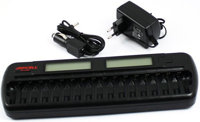 Japcell BC-1600 - зарядное устройство на 16 АА и ААА аккумуляторов + Автоадаптер