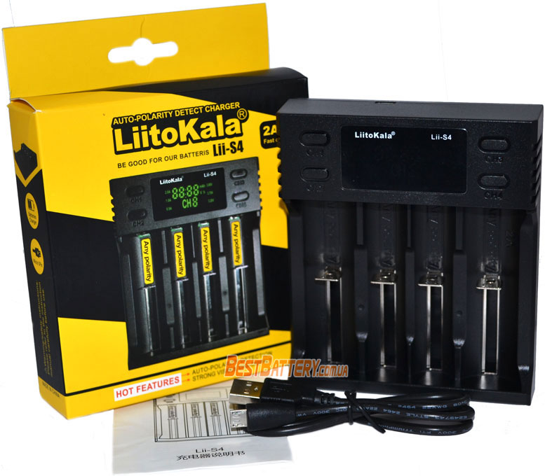 Комплект поставки зарядного устройства LiitoKala Lii S4.