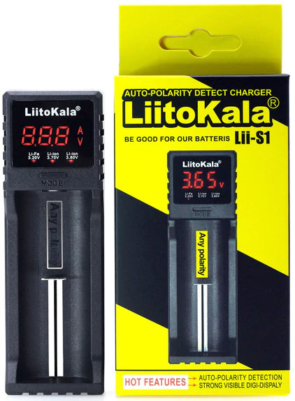 LiitoKala Lii-S1 - универсальное зарядное устройство для Ni-Mh, Ni-Cd, Li-Ion и LiFePO4 аккумуляторов с цифровым дисплеем.