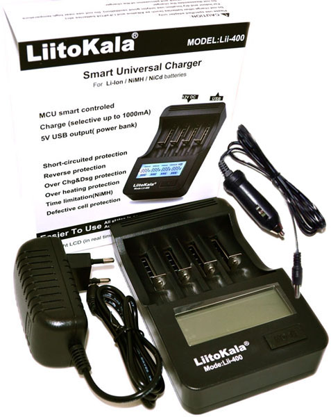 LiitoKala Lii-400 - зарядное устройство на 4 канала.